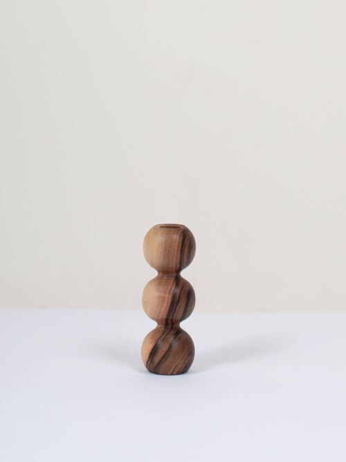 Walnut Wood Candlestick, Bubble