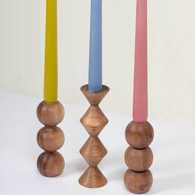 Walnut Wood Candlestick, Ball