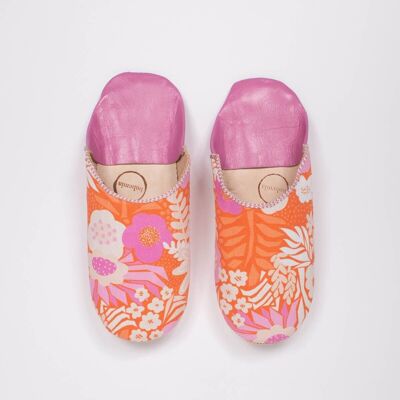 Chaussons Babouche Margot Floral, Fuchsia