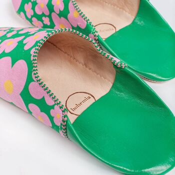 Chaussons Babouche Margot Floral, Vert 4