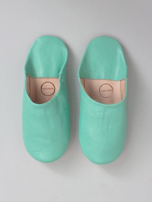 Moroccan Babouche Basic Slippers, Duck Egg