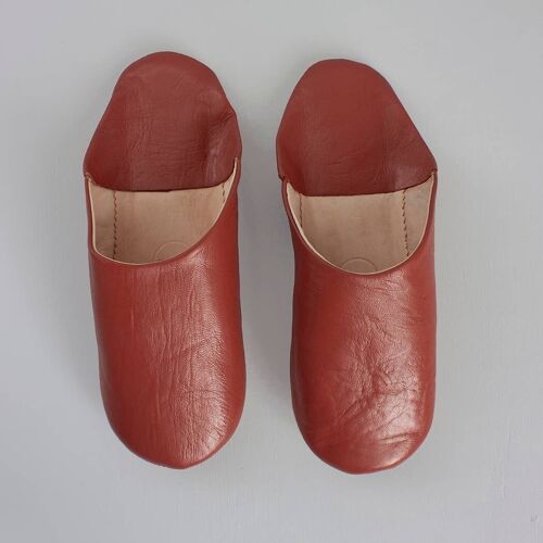 Moroccan Babouche Basic Slippers, Terracotta