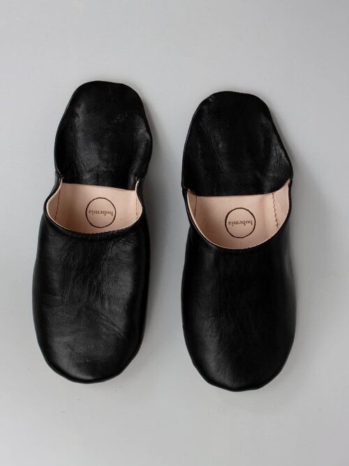 Moroccan Men's Babouche Slippers, Black