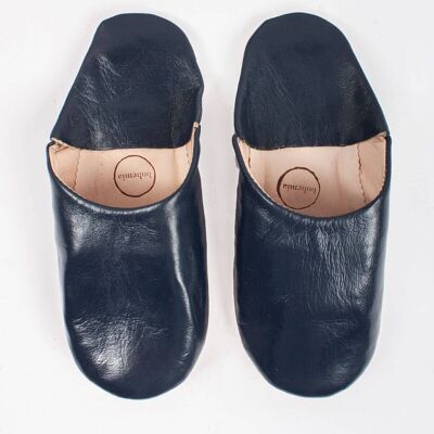 Moroccan Men's Babouche Slippers, Indigo