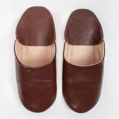 Moroccan Men's Babouche Slippers, Chocolate