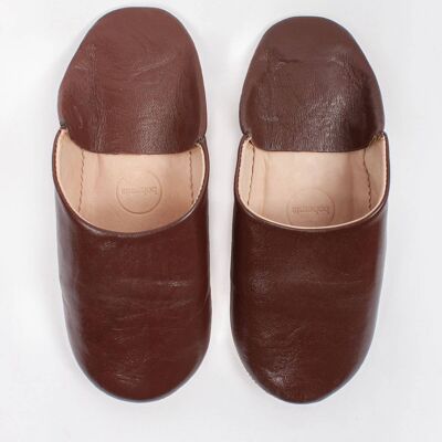 Moroccan Men's Babouche Slippers, Chocolate
