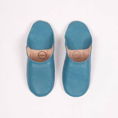 Moroccan Men's Babouche Slippers, Blue Grey