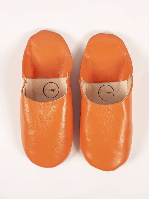 Moroccan Babouche Basic Slippers, Tangerine