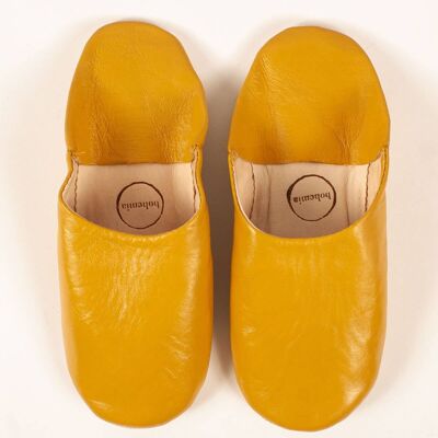 Moroccan Babouche Basic Slippers, Mustard