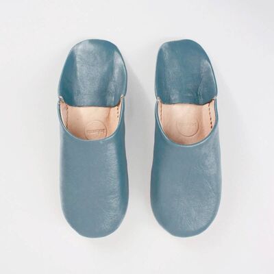 Pantuflas Básicas Babouche Marroquí, Azul Gris