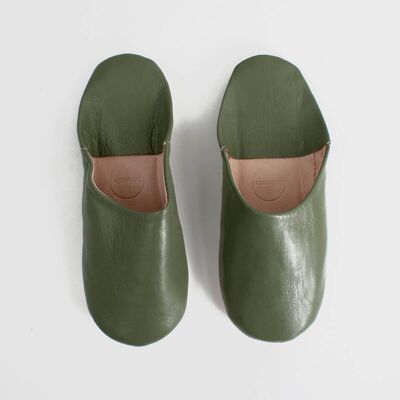 Chaussons Babouches Basiques Marocains, Olive