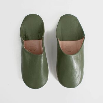Chaussons Babouches Basiques Marocains, Olive 1
