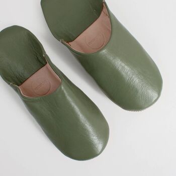 Chaussons Babouches Basiques Marocains, Olive 3