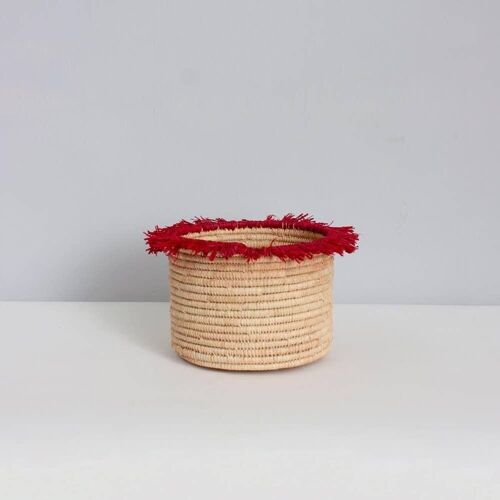 Raffia Tassel Storage Pots (Set of 3), Red