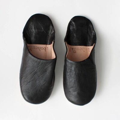 Moroccan Babouche Basic Slippers, Black