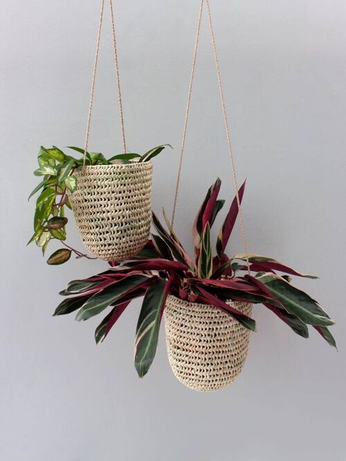 Open Weave Dome Hanging Baskets (Pack of 2), Natural