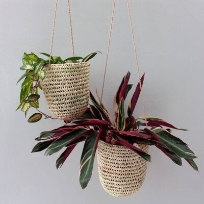 Open Weave Dome Hanging Baskets (Pack of 2), Natural