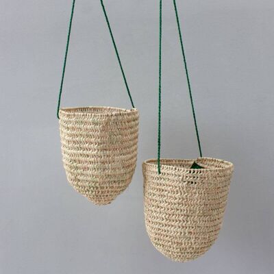 Open Weave Dome Hanging Baskets (Pack of 2), Green