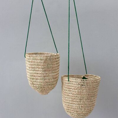Open Weave Dome Hanging Baskets (Pack of 2), Green