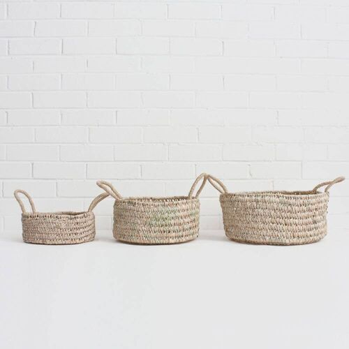Round Open Weave Storage Baskets - Set of 3