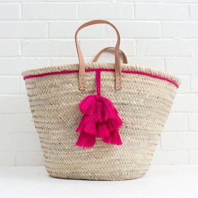 Fuchsia Fiesta Tassel Basket