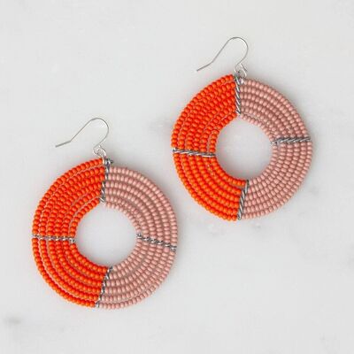 Boucles d'oreilles Ngare rose et orange