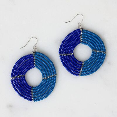 Boucles d'oreilles Ngare bleu nuit et cobalt