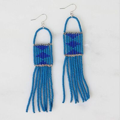 Dusky Blue and Cobalt Melako Earrings
