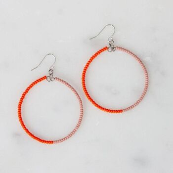 Boucles d'oreilles Duara rose et orange 1