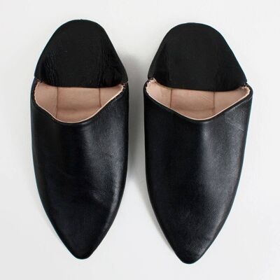 Black Moroccan Classic Pointed Babouche Slippers