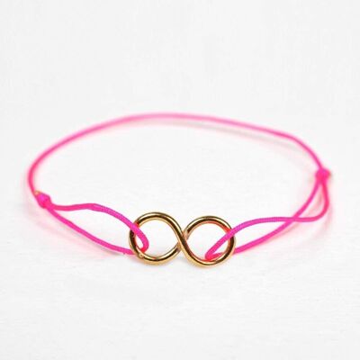 Gold Infinity Bracelet - Neon Pink