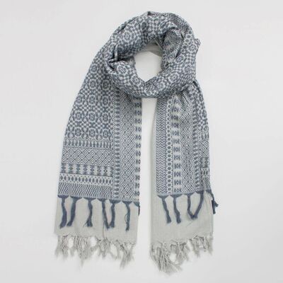 Pearl Gray Embroidered Scarf