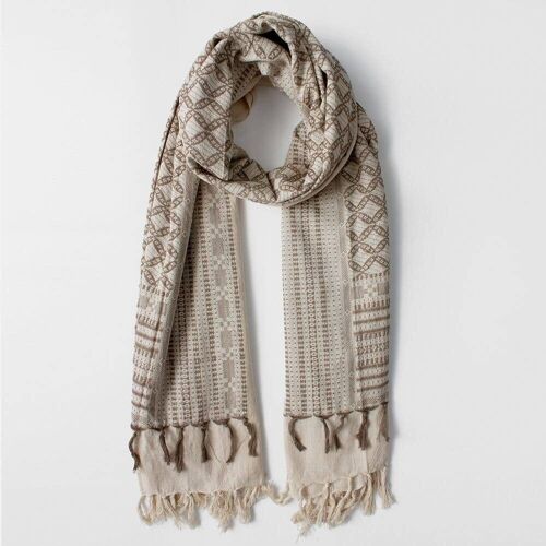 Taupe Embroidered Scarf