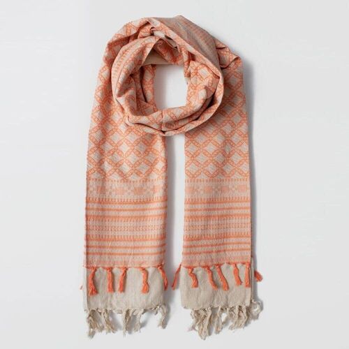 Peach Embroidered Scarf