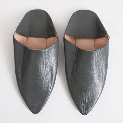Charcoal Moroccan Classic Pointed Babouche Slippers