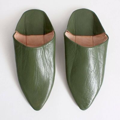 Olive Moroccan Classic Pointed Babouche Slippers