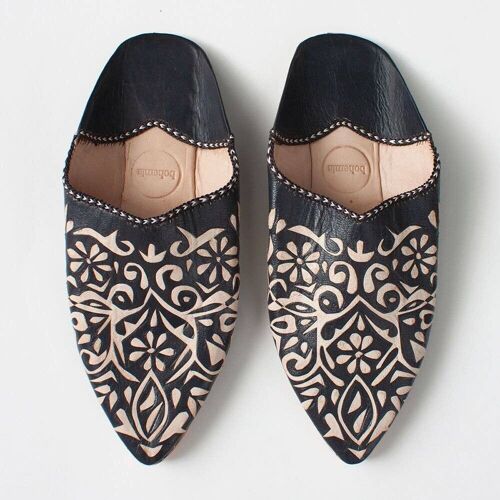 Ink Moroccan Decorative Babouche Slippers