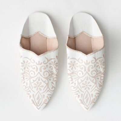 Pantofole Babouche Marocchine Bianche Decorative
