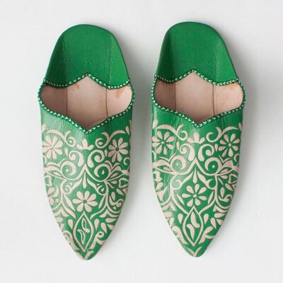 Green Moroccan Decorative Babouche Slippers