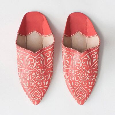 Coral Moroccan Decorative Babouche Slippers