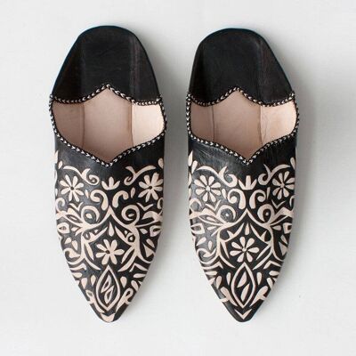 Pantofole Babouche decorative marocchine nere