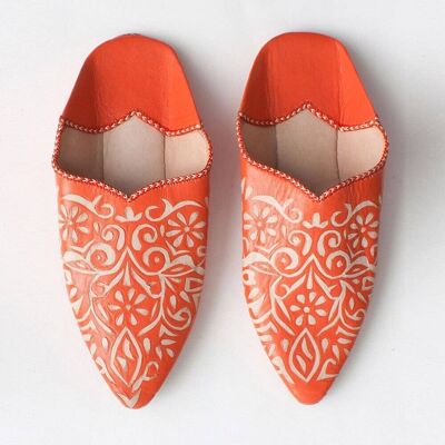 Orange Moroccan Decorative Babouche Slippers