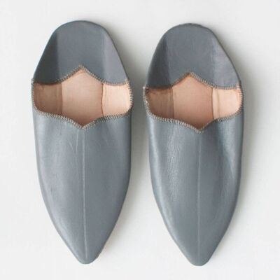 Gray Moroccan Babouche Slippers