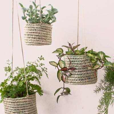 Open Weave Hanging Baskets - Set of 2