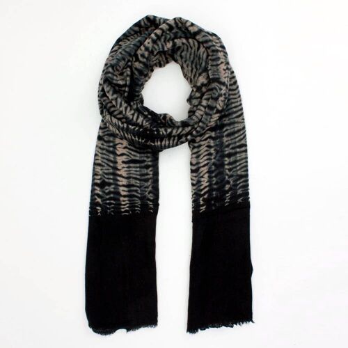 Shibori Tie Dye Merino Wool Scarf, Black