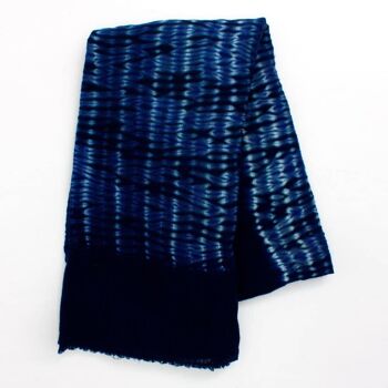 Écharpe en laine mérinos Shibori Tie Dye, bleu 2
