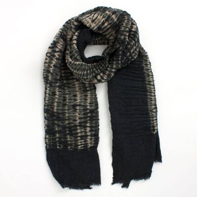 Shibori Tie Dye Merino Wool Scarf, Gray