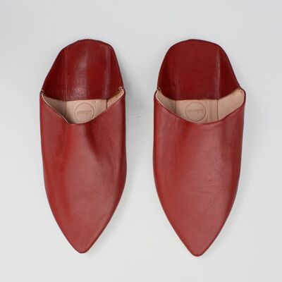 Moroccan Men's Pointed Babouche Slippers, Brick