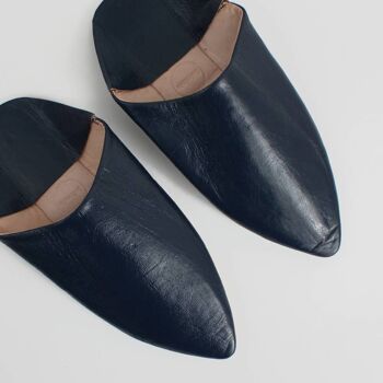 Chaussons Babouche Pointus Homme Marocain, Indigo 2