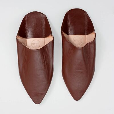 Chaussons Babouche Pointus Homme Marocain, Chocolat